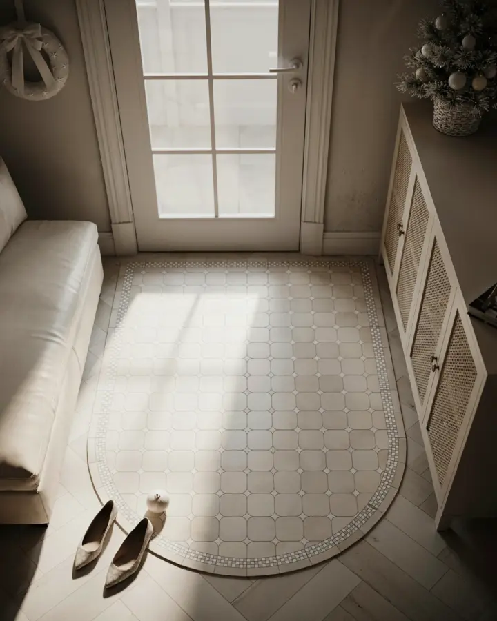 Roman Tile Door Mat | Vintage Tile Entrance Mat for White Home Aesthetic