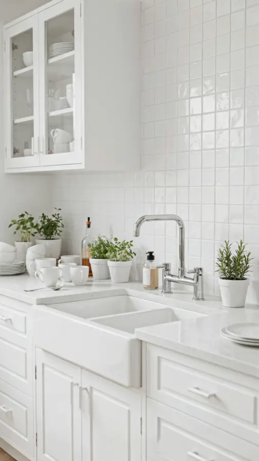 Bohemian Kitchen with Colorful Tile Backsplash | Bright White Aesthetic | Boho Farmhouse Decor Ideas