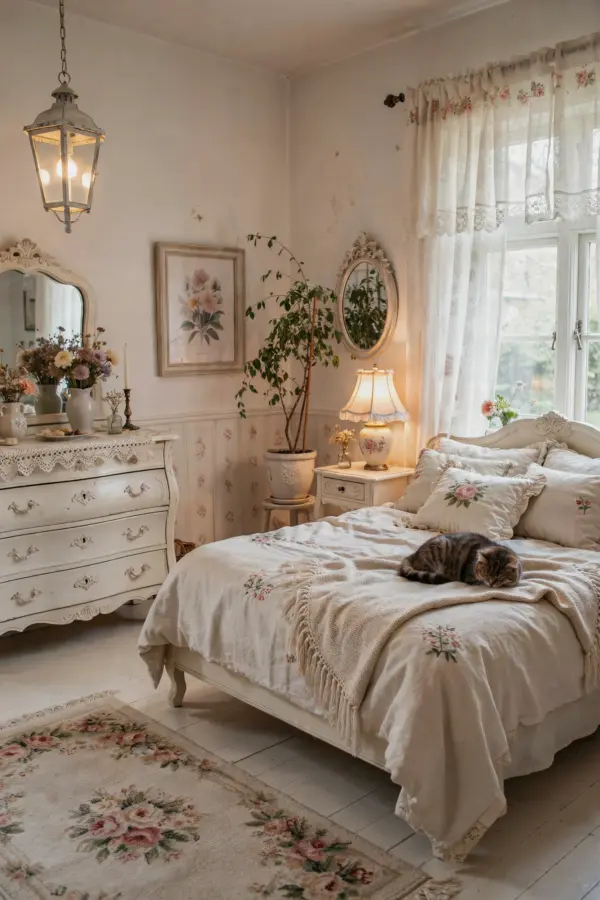 White Cozy Bedroom with Candlelight and Natural Tones | Serene Sanctuary Decor Ideas
