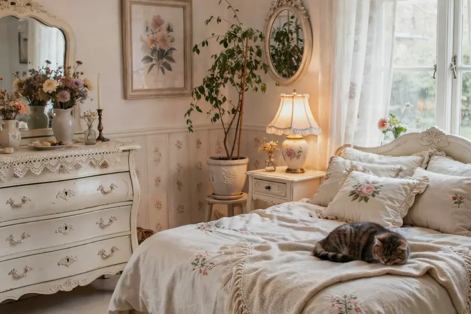 White Cozy Bedroom with Candlelight and Natural Tones | Serene Sanctuary Decor Ideas