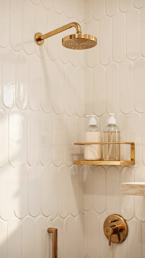 Glossy Fishscale Tile for Half Baths | Sarina 3x12 in White Ice | Small Bathroom Wall Ideas