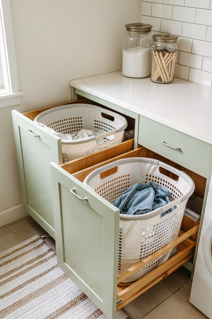 Laundry Room Organization Ideas Using Pull-Out Basket Drawers