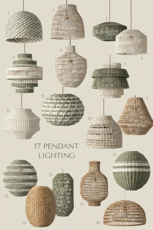 White Rattan Pendant Lights | 17 Natural Lamps for a Bright Neutral Aesthetic | Dining & Living Room