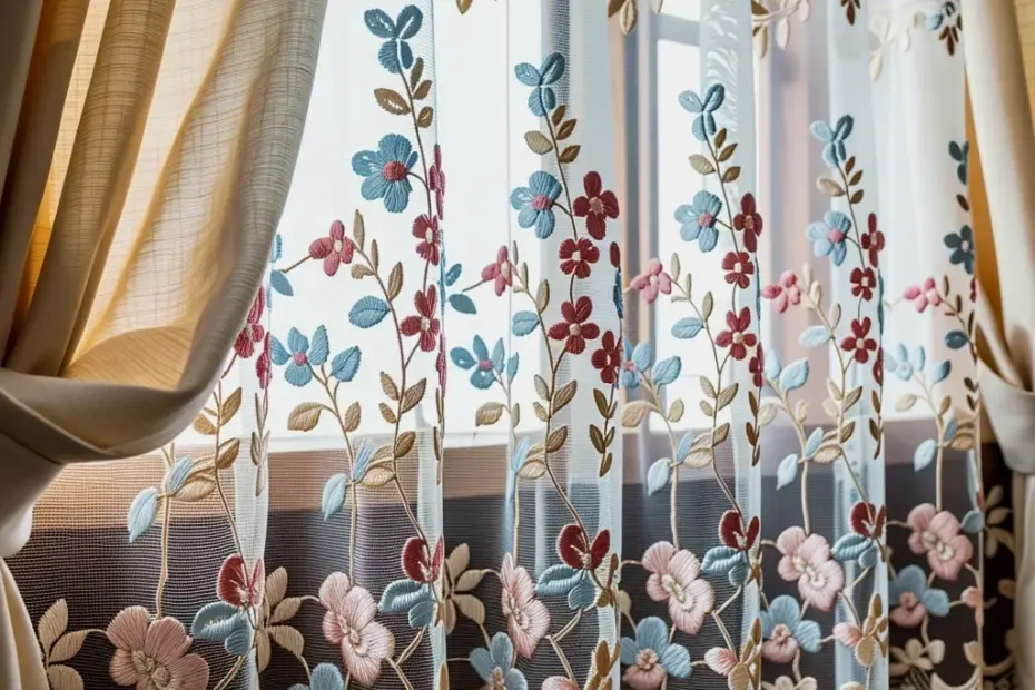 White lace curtains with floral embroidery are my new obsession for bright rooms