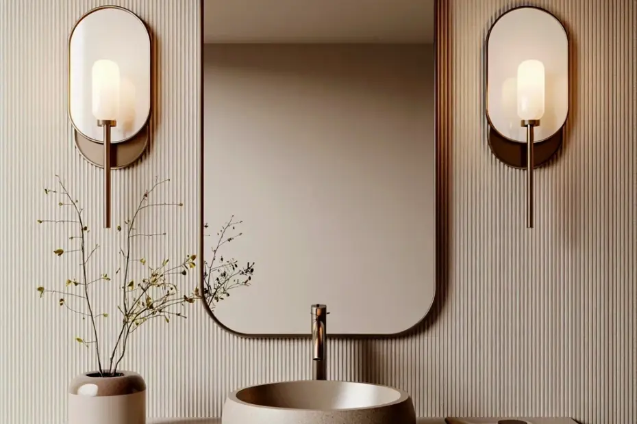 Terrazzo-Inspired Tiles in a Soft Pastel Shower for Spring | Cozy Wood Shelves
