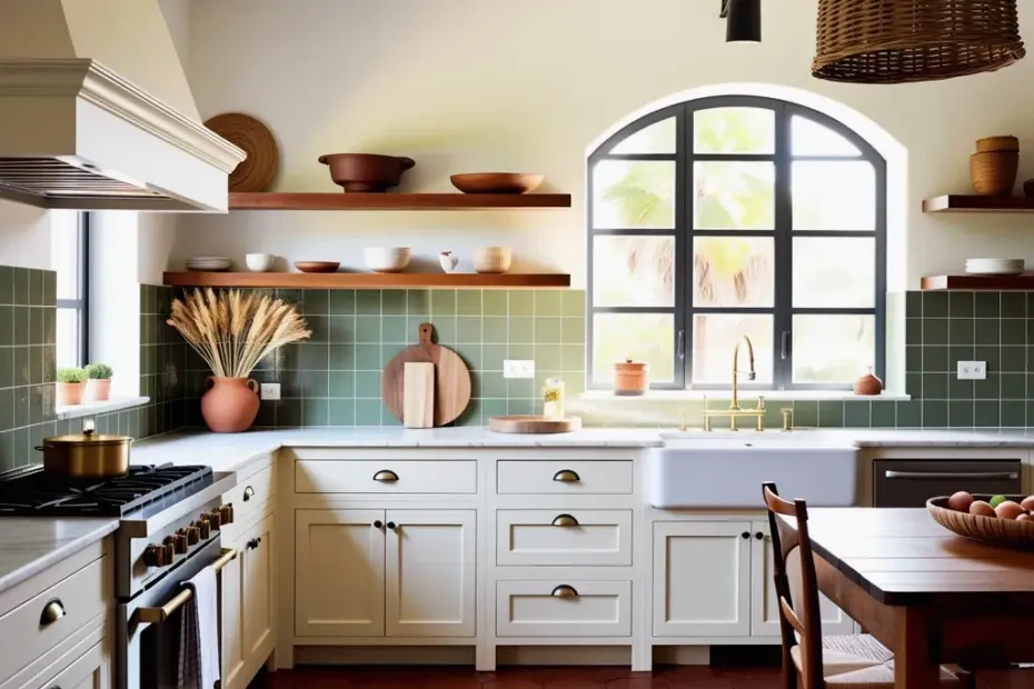 Custom Clay Plates for Cozy White Kitchen Table Setting Ideas